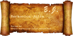 Berkovics Júlia névjegykártya