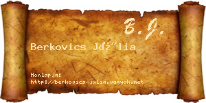 Berkovics Júlia névjegykártya